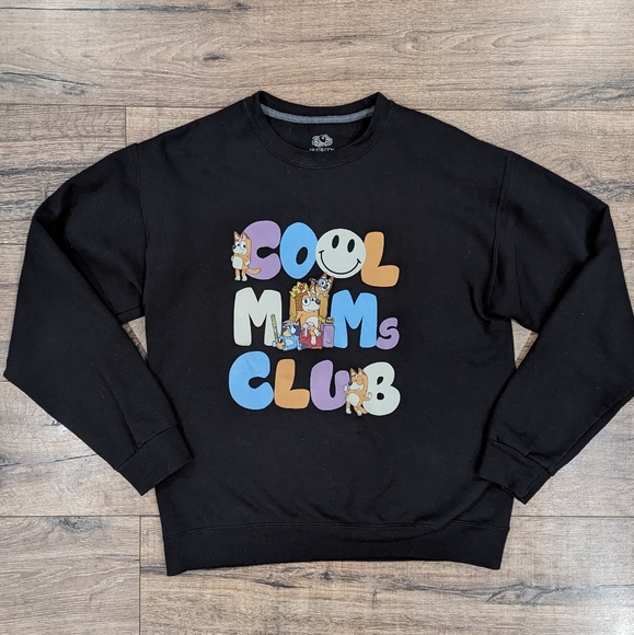 Bluey Medium Black Sweatshirt Bluey's Mom Heeler Cool Mom's Club Unisex Like New - Picture 1 of 6